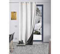 LNT France - 1 Rideau Occultant Thermique Isolant - Anti Froid - Anti Chaud - GALEO - 140 x 260 cm - Œillets (Blanc)