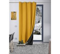 LNT France - 1 Rideau Occultant Thermique Isolant - Anti Froid - Anti Chaud - GALEO - 140 x 260 cm - Œillets (Ocre), A-GAL0000