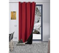 LNT France - 1 Rideau Occultant Thermique Isolant - Anti Froid - Anti Chaud - GALEO - 140 x 260 cm - Œillets (Rouge)