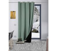 LNT France - 1 Rideau Occultant Thermique Isolant - Anti Froid - Anti Chaud - GALEO - 140 x 260 cm - Œillets (Vert Eau)