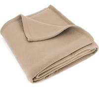LNT France Couverture Polaire pour Lit et Canapé, 180 x 220 cm, 100% Polyester traité - Non feu - Couverture Ultra Chaude, Ultra Douce (Sable)