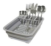LNT France - Egouttoir Pliable Gris, Facile à Ranger, Antidérapants, Vaisselle Porte-Couverts Pliant, écoulement Optimal - Plastique Silicone Gris