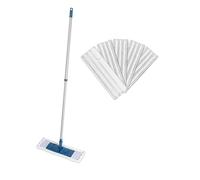 LNT France - Lot 1 Balai Téléscopique Professionnel et 5 Serpillères Microfibres Grattantes, 40 x 14 cm pour Laver, Nettoyer et Éponger Tous Types de Sols