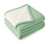 LNT Les nouveaux textiles - Couverture Polaire Luxe Double Couleur, 180 x 220 cm, 100% Polyester 450 g/m² traité Non feu - Ultra Chaude, Ultra Douce, Couverture pour Lit et Canapé (Amande & Glace)