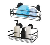 LNT Les nouveaux textiles - Lot de 2 Etagères Douche, Etagere Salle de Bain Sans Percage, Rangement Douche, Support de gel Shampoing avec crochets adésifs (1 étagère d'angle + 1 rectancle)