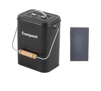 LNT Les nouveaux textiles - Poubelle à Compost en Acier au Carbone pour comptoir de Cuisine, 3 L Seau à Compost avec Couvercle,Poubelle Compost Cuisine Comprend 1 Filtre à Charbon-Noir.