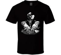LNtees Popeye Playing Poker Funny Lucky Shirt Texas Holdem Tees Black Manches Courtes(XX-Large)