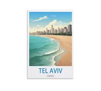 LNUYITR Affiches de voyage vintage de Tel Aviv Israël (30 x 45 cm) - Impression sur toile - Décoration murale moderne pour chambre à coucher