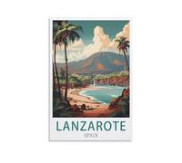 LNUYITR Lanzarote Poster de voyage vintage Espagne sur toile Décoration murale moderne pour chambre à coucher 20 x 30 cm