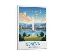 LNUYITR Poster de voyage vintage Genève Suisse - Impression sur toile - Décoration murale moderne pour chambre à coucher - 20 x 30 cm