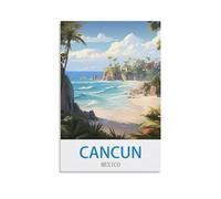 LNUYITR Poster vintage de Cancun Mexique sur toile pour décoration murale d'intérieur et chambre à coucher (50 x 75 cm)