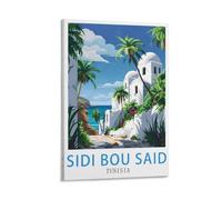 LNUYITR Poster vintage de voyage Sidi Bou Said Tunisie - 30 x 45 cm - Décoration murale moderne pour chambre à coucher