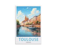 LNUYITR Poster vintage de voyage Toulouse France - 50 x 75 cm - Impression sur toile - Décoration murale moderne pour chambre à coucher