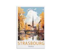 LNUYITR Poster vintage sur toile de Strasbourg France - Décoration murale moderne pour chambre à coucher (50 x 75 cm)