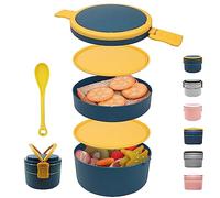 Lnvocn Bento Lunch Box, 1000 ML Boîte à Déjeuner avec Couverts, Anti-Fuite Bento Box pour Pique-Nique, Travail, Goûter, Boîte à Lunch Micro Ondes