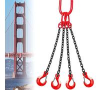LNW Élingue Chaîne Cintre de chaîne à 4 brins, grue 4T avec crochets for la manutention remorquage sécurité du fret Positionnement des équipements