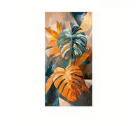 LNwnmyyg Affiche imprimée sur toile représentant des feuilles de palmier bleues et oranges, art abstrait, décoration murale pour salon (50 x 100 cm/sans cadre)