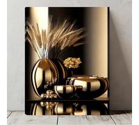 LNwnmyyg Tableau sur toile « Blé dor頻, peinture florale abstraite moderne, texturée, format horizontal, décoration intérieure, décoration de salon (70 x 100 cm/sans cadre)