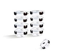 LNWSN Lot de 8 petits bols en verre de 400 ml avec couvercle, ronds, transparents, avec couvercle, pour le stockage des fruits et légumes dans la cuisine, noir