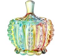 Lnwwrv Bocal en Verre dessiné de 6 onces (avec Couvercle) - Style Arc-en-Ciel, adapté pour Plateaux de Bonbons/boîtes à Bijoux, Utilisation en Cuisine/Bureau/fête