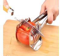 Lnwwrv Coupe-Fruits et légumes Tout Usage en Acier Inoxydable - Découpe-tomates, Citrons, oignons, Kiwis à Main avec Pinces Rondes, Accessoire de découpe Facile pour la Cuisine