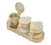 Lnwwrv Ensemble de bocaux à Condiments en Verre Transparent - Contenants pour épices, Sucre et sel avec couvercles, cuillères et Plateau pour Bar à café, 250 g