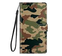 Lnxlanxx Coque Compatible pour Fairphone 6 Étui Silicone PU Cuir Clapet Rabat Magnetique Case Cover Motif Portefeuille Kickstand Bumper Antichoc Housse (Camouflage)
