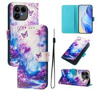 Lnxlanxx Coque Compatible pour Fairphone 6 Étui Silicone PU Cuir Clapet Rabat Stand Magnetique Housse Cover Motif Portefeuille Kickstand Bumper Antichoc Case (Papillon)