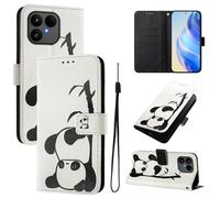 Lnxlanxx Coque Compatible pour Fairphone 6 Étui Silicone PU Cuir Clapet Rabat Stand Magnetique Housse Cover Motif Portefeuille Kickstand Bumper Antichoc Case (Panda)