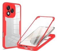 Lnxlanxx Coque Compatible pour Honor 400 Lite Étui Transparent Avant et Arrière Rigide Silicone PC Case Cover Bumper Antichoc Dur Housse (Rouge)