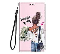 Lnxlanxx Coque Compatible pour Oukitel C35/Oukitel C36 Étui Silicone PU Cuir Clapet Rabat Magnetique Case Cover Motif Portefeuille Kickstand Bumper Antichoc Housse (Fille)