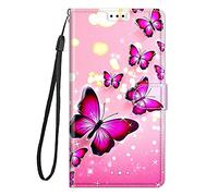 Lnxlanxx Coque Compatible pour Oukitel C51 Étui Silicone PU Cuir Clapet Rabat Magnetique Case Cover Motif Portefeuille Kickstand Bumper Antichoc Housse (Papillon)