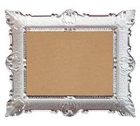 Lnxp Cadre photo baroque avec verre - 56 x 46 cm - Rectangle - Pour photos de 30 x 40 cm ou 40 x 30 cm - Style baroque antique - Blanc argenté - Double couleur