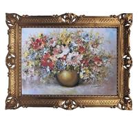 Lnxp L. Cursore Impression d'art Bouquet de fleurs dans cadre doré avec cadre vintage Art mural 90 x 70 cm Magnifique peinture