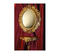 Lnxp Lot de 45 Miroirs Muraux Dorés + Console M Ovale, Baroque, Antique, 44 x 38 cm, pour Couloir, Entrée, Meubles, Étagère