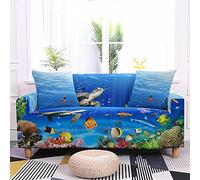 LNXSESN Housse de Canapé 3 Place Poisson Tortue Housse clic clac Spandex Extensible Housse de Canapé d'angle Amovible Lavable Housse Canape Moderne Universel Antidérapant Housse Fauteuil