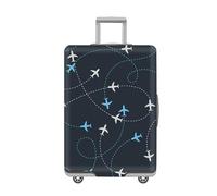 LNXSESN Housse Protection Valise Blanc Bleu Gris Housse De Valise Lavable Elastique Anti-Rayures Protege Valise De Voyage Soute Réutilisable avec Zippé Résistant pour 26-28 Pouces