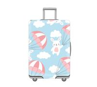 LNXSESN Housse Protection Valise Bleu Lapin Blanc Housse De Valise Lavable Elastique Anti-Rayures Protege Valise De Voyage Soute Réutilisable avec Zippé Résistant pour 19-21 Pouces