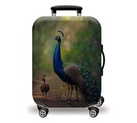 LNXSESN Housse Protection Valise Bleu Paon Brun Housse de Valise Lavable Elastique Anti-Rayures Protege Valise Réutilisable avec Zippé Résistant Housses de Valises pour 26-28 Pouces