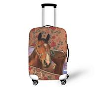 LNXSESN Housse Protection Valise Brun Cheval Vert Housse de Valise Lavable Elastique Anti-Rayures Protege Valise Réutilisable avec Zippé Résistant Housses de Valises pour 22-25 Pouces