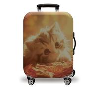 LNXSESN Housse Protection Valise Cat Motif Feuille Housse de Valise Lavable Elastique Anti-Rayures Protege Valise Réutilisable avec Zippé Résistant Housses de Valises pour 19-21 Pouces