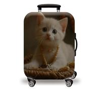 LNXSESN Housse Protection Valise Chat Beige Mignon Housse de Valise Lavable Elastique Anti-Rayures Protege Valise Réutilisable avec Zippé Résistant Housses de Valises pour 19-21 Pouces
