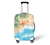 LNXSESN Housse Protection Valise Feuilles Vertes Bleues Housse de Valise Lavable Elastique Anti-Rayures Protege Valise Réutilisable avec Zippé Résistant Housses de Valises pour 22-25 Pouces