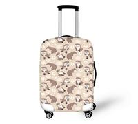 LNXSESN Housse Protection Valise Fleur Brune Blanche Housse de Valise Lavable Elastique Anti-Rayures Protege Valise Réutilisable avec Zippé Résistant Housses de Valises pour 19-21 Pouces