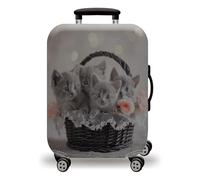 LNXSESN Housse Protection Valise Fleur De Chat Gris Housse de Valise Lavable Elastique Anti-Rayures Protege Valise Réutilisable avec Zippé Résistant Housses de Valises pour 22-25 Pouces