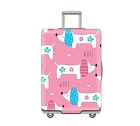 LNXSESN Housse Protection Valise Fleur De Chien Rose Housse De Valise Lavable Elastique Anti-Rayures Protege Valise De Voyage Soute Réutilisable avec Zippé Résistant pour 19-21 Pouces
