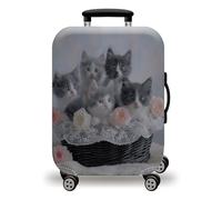 LNXSESN Housse Protection Valise Fleur Rose Gris Housse de Valise Lavable Elastique Anti-Rayures Protege Valise Réutilisable avec Zippé Résistant Housses de Valises pour 22-25 Pouces