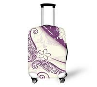 LNXSESN Housse Protection Valise Fleur Violette Beige Housse de Valise Lavable Elastique Anti-Rayures Protege Valise Réutilisable avec Zippé Résistant Housses de Valises pour 19-21 Pouces