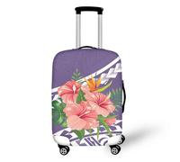 LNXSESN Housse Protection Valise Fleur Violette Orange Housse de Valise Lavable Elastique Anti-Rayures Protege Valise Réutilisable avec Zippé Résistant Housses de Valises pour 29-32 Pouces