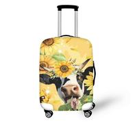 LNXSESN Housse Protection Valise Fleurs Jaunes Animaux Housse de Valise Lavable Elastique Anti-Rayures Protege Valise Réutilisable avec Zippé Résistant Housses de Valises pour 26-28 Pouces